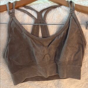 90 Degree By Reflex Brown Large Racerback Sports Bra